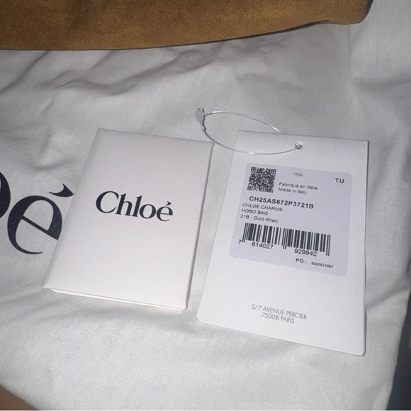 CHLOÉ Charms Camel Brown Suede Leather Gold Khaki Hobo Shoulder Bag Handbag - Picture 8 of 13